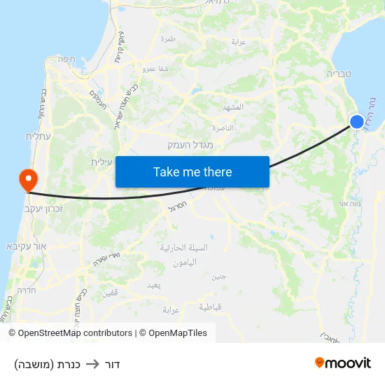 כנרת (מושבה) to דור map