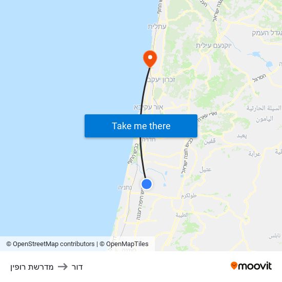 מדרשת רופין to דור map