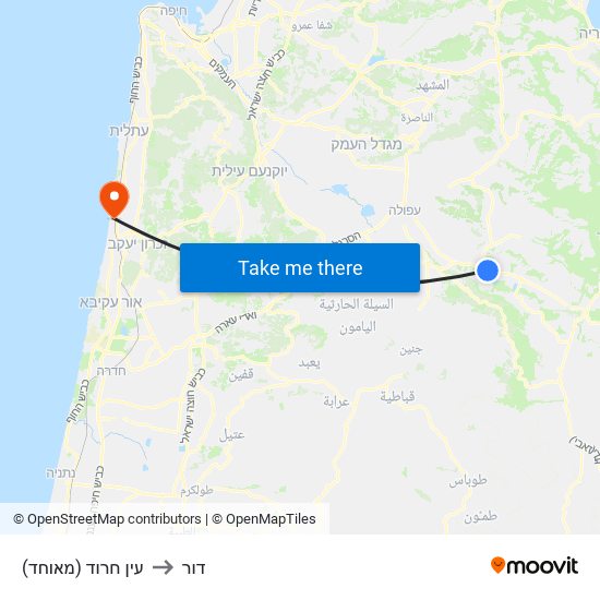 עין חרוד (מאוחד) to דור map