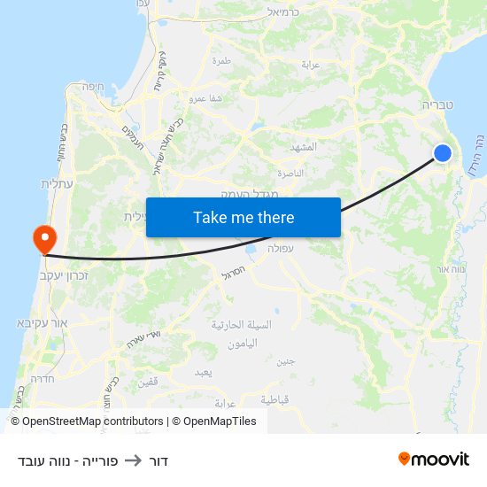 פורייה - נווה עובד to דור map