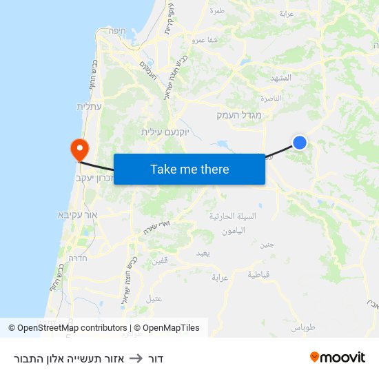 אזור תעשייה אלון התבור to דור map