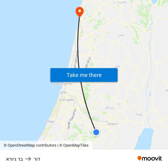 בר גיורא to דור map