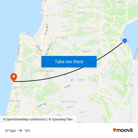 טבריה to דור map