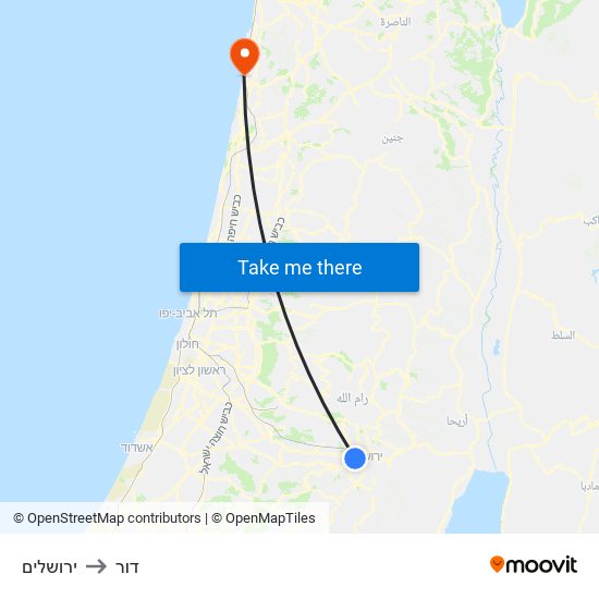 ירושלים to דור map