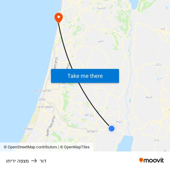 מצפה יריחו to דור map