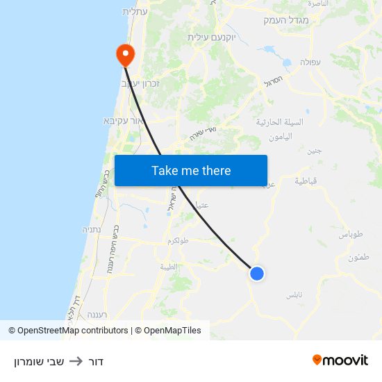 שבי שומרון to דור map