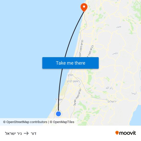 ניר ישראל to דור map