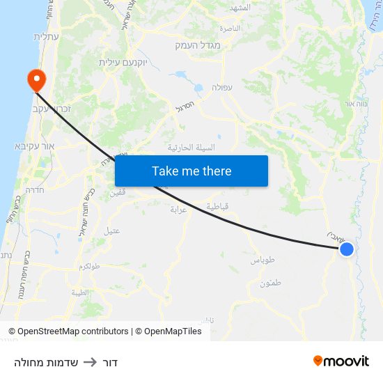 שדמות מחולה to דור map