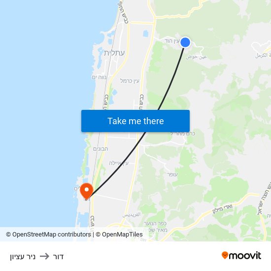 ניר עציון to דור map