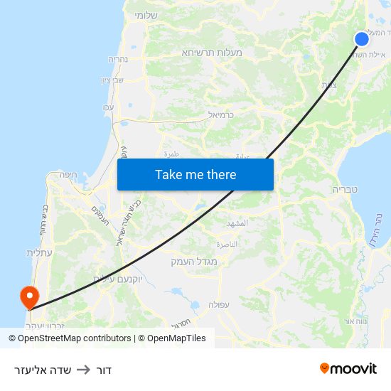 שדה אליעזר to דור map