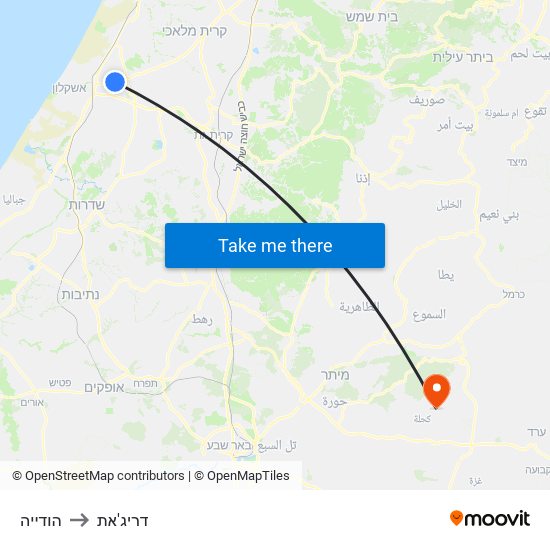 הודייה to דריג'את map