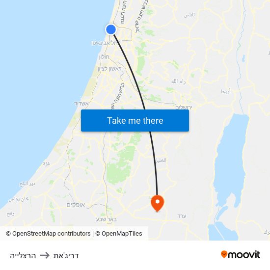 הרצלייה to דריג'את map