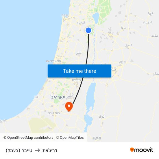 טייבה (בעמק) to דריג'את map