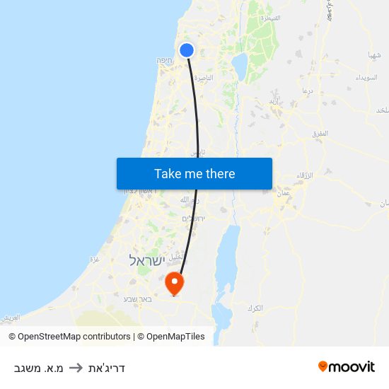 מ.א. משגב to דריג'את map