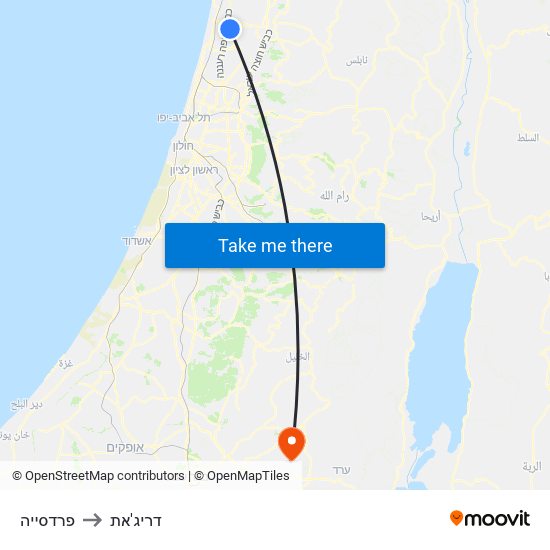 פרדסייה to דריג'את map