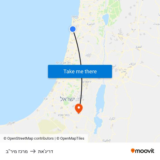 מרכז מיר''ב to דריג'את map