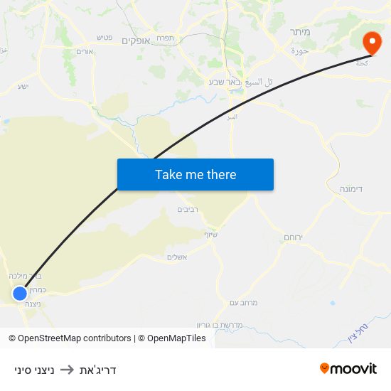 ניצני סיני to דריג'את map