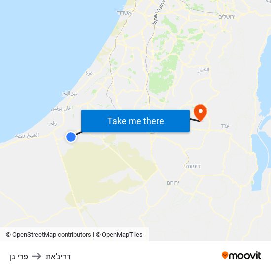 פרי גן to דריג'את map