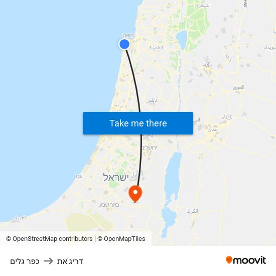 כפר גלים to דריג'את map