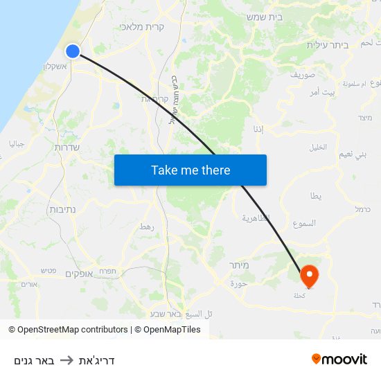 באר גנים to דריג'את map