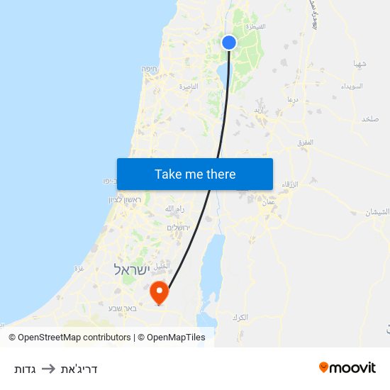 גדות to דריג'את map