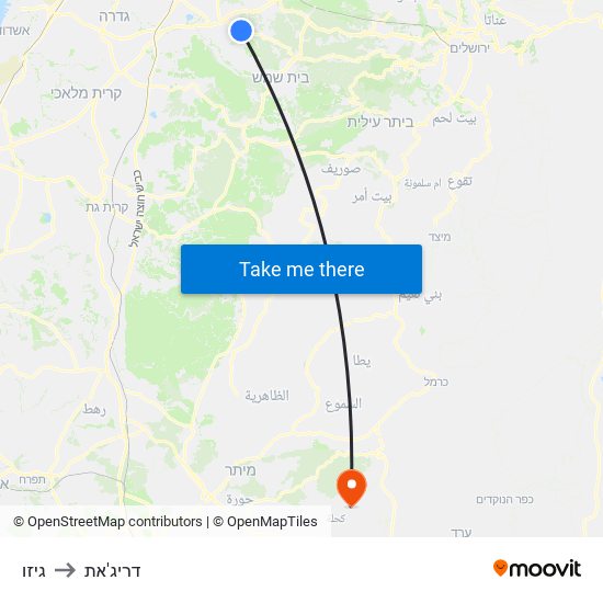 גיזו to דריג'את map