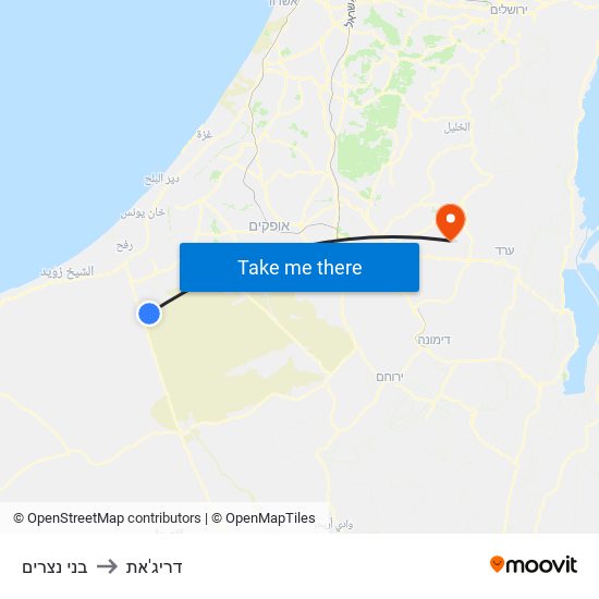 בני נצרים to דריג'את map