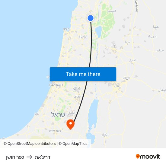 כפר חושן to דריג'את map