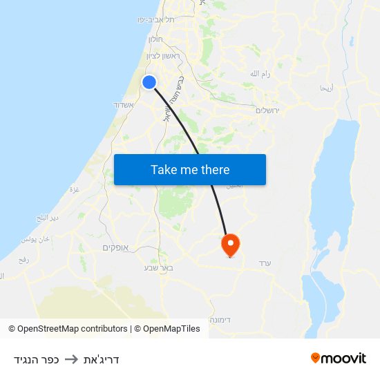 כפר הנגיד to דריג'את map