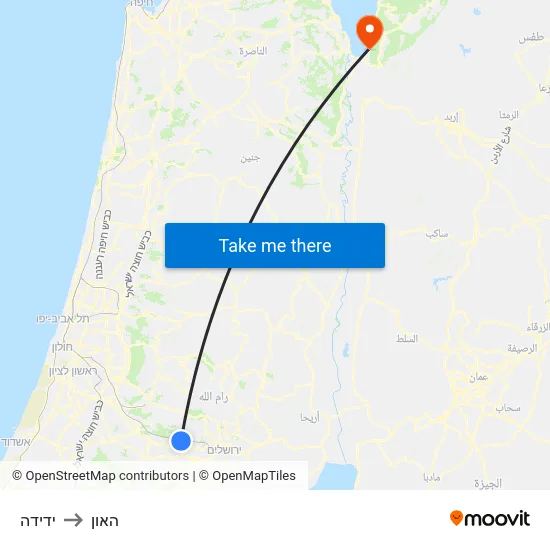 ידידה to האון map