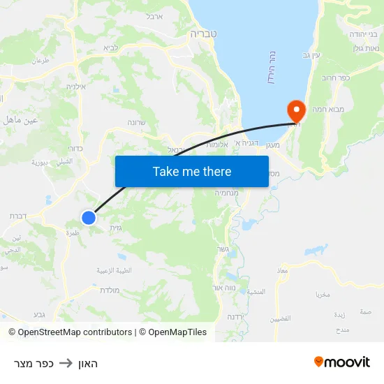 כפר מצר to האון map