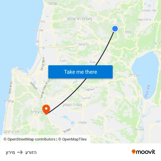 מירון to הזורע map