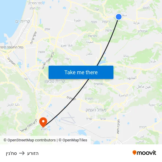 סח'נין to הזורע map