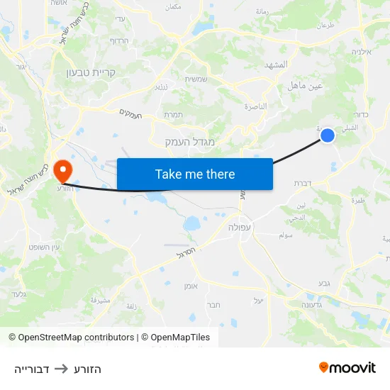 דבורייה to הזורע map