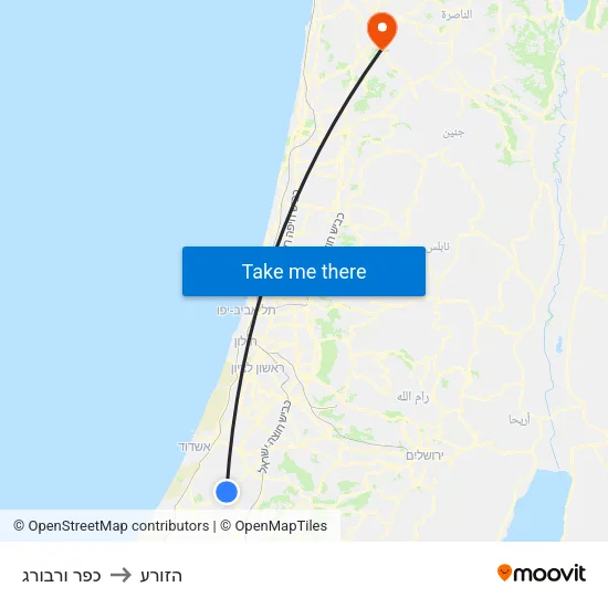 כפר ורבורג to הזורע map
