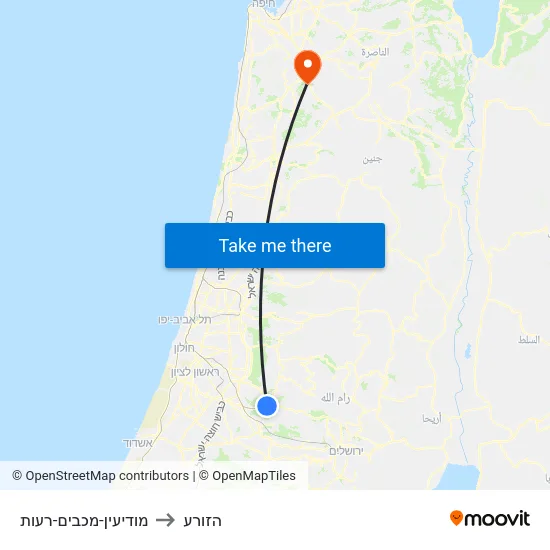 מודיעין-מכבים-רעות to הזורע map