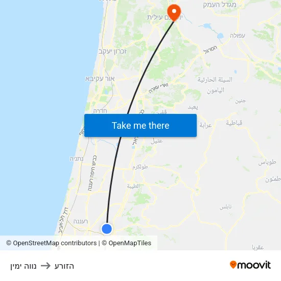 נווה ימין to הזורע map