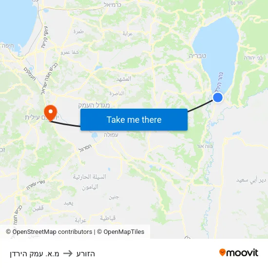 מ.א. עמק הירדן to הזורע map