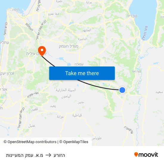 מ.א. עמק המעיינות to הזורע map