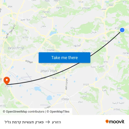 פארק תעשיות קדמת גליל to הזורע map