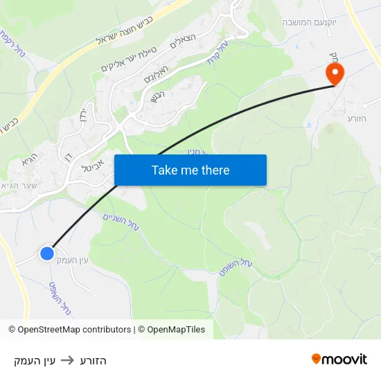 עין העמק to הזורע map