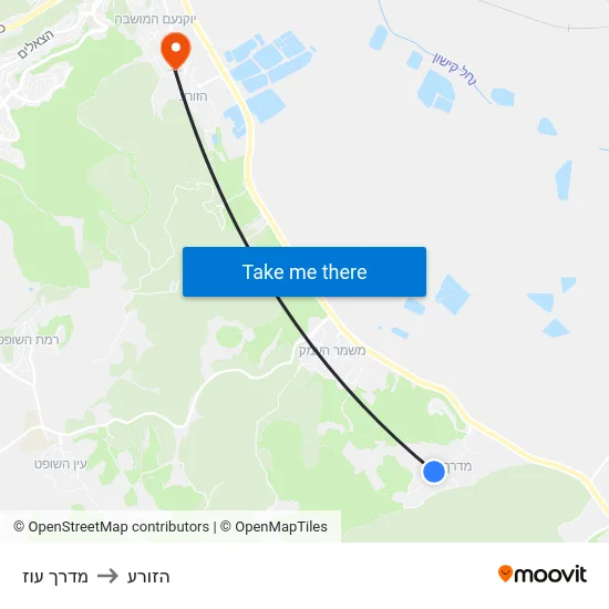 מדרך עוז to הזורע map