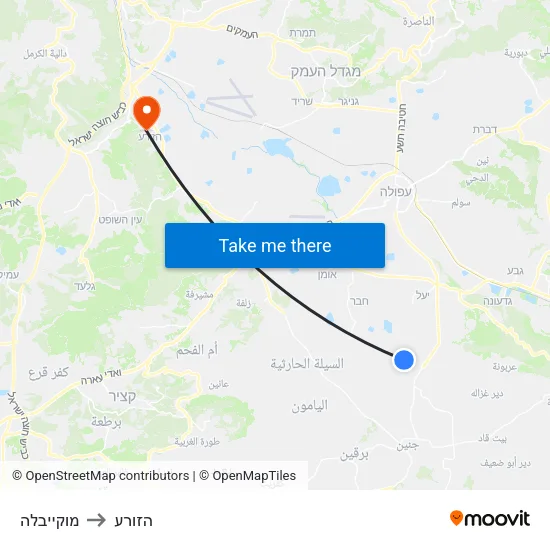 מוקייבלה to הזורע map