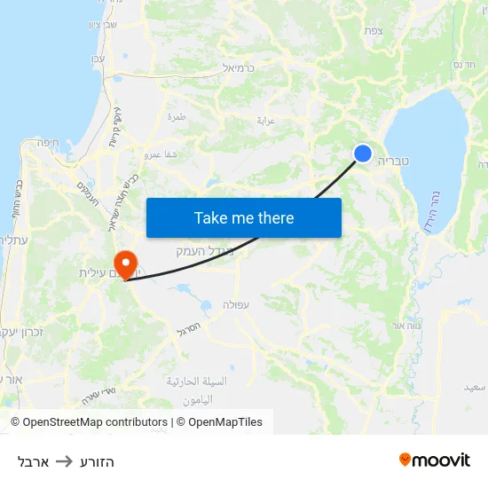 ארבל to הזורע map