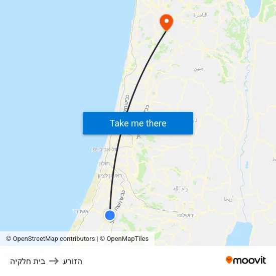 בית חלקיה to הזורע map