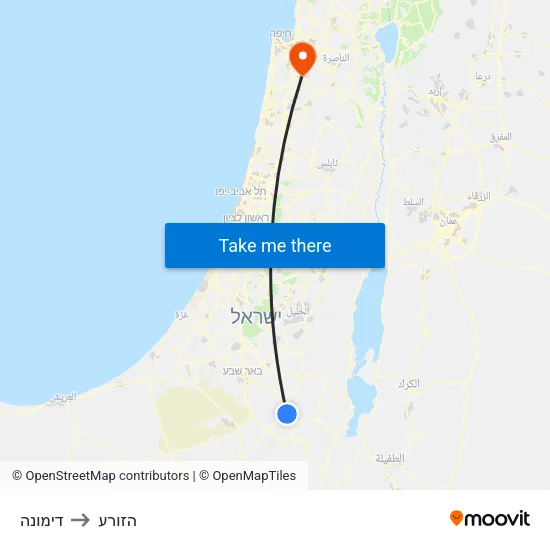דימונה to הזורע map