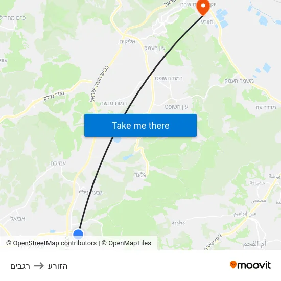 רגבים to הזורע map