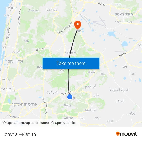 ערערה to הזורע map