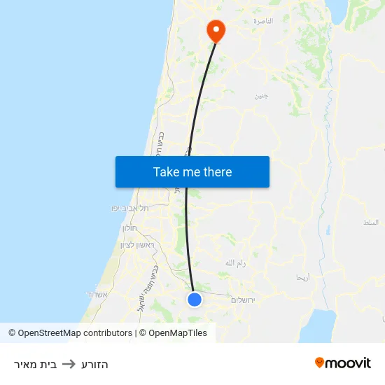 בית מאיר to הזורע map