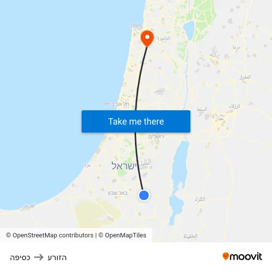 כסיפה to הזורע map